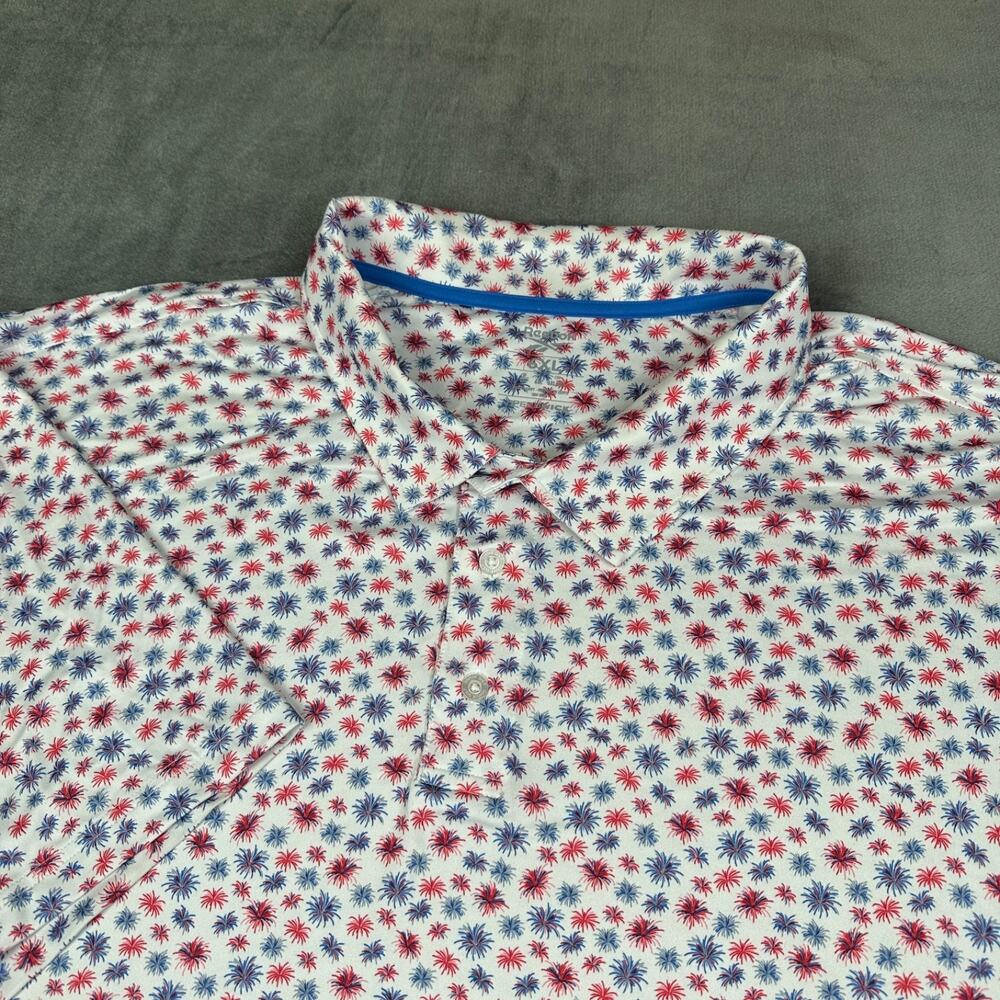Reebok SpeedWick Polo Shirt Men's 6XL Red White Blue Independence Golf Stretch